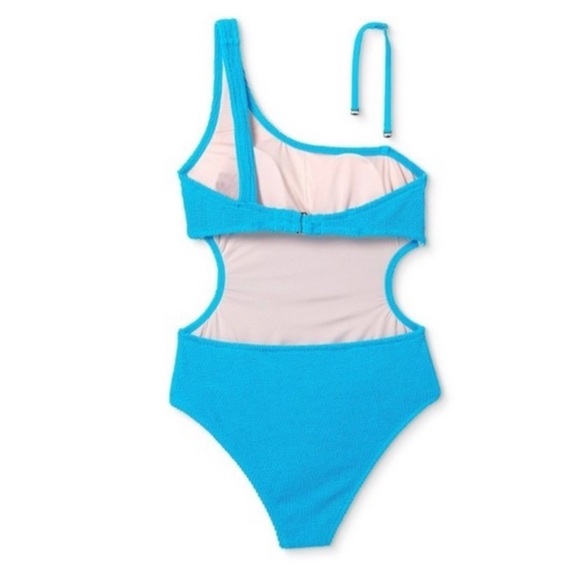 SHADE & Shore Pucker Textured One Shoulder Swimsuit small - Picture 3 of 4